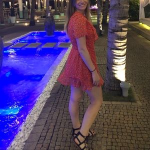 Beach Riot Red Floral Wrap Mini Dress